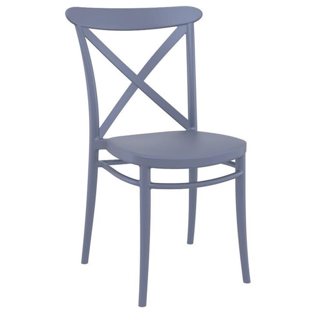 Siesta Exclusive ISP254-DGR Chaise d'Extérieur en Résine à Dossier Croisé Gris Foncé - Ensemble de 2