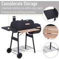 thumbnail image 4 of Outsunny Barbecue au Charbon de Bois Portatif en Acier de 48 Pouces pour Cour Arrière et Fumoir Déporté Combiné avec Roues, 4 of 5