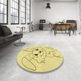 thumbnail image 4 of Ahgly Company Tapis de Zone Rond d'Intérieur Lavable à la Machine, Style Transitionnel, Jaune Soleil, 4 Pieds Rond, 4 of 7