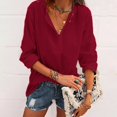 thumbnail image 2 of Birdeem Hauts Unis pour Femmes T-Shirts à Boutons Col en V Blouse, 2 of 6
