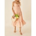 thumbnail image 4 of Kmbangi Robe Midi Cami d'Été pour Femmes Couleur Unie Bretelles Spaghetti Dos Nu Tie-Up Partie Beach A-line Robe, 4 of 9