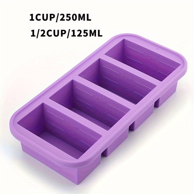 HLONK Silicone Freezing Tray with Lid - Large Food Freezer Mold Easy Clean Storage Container for Soups Broths & Leftovers Washable Ideal for Camping Dining & Fridge Use - Multipurpos