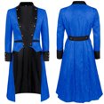 thumbnail image 3 of Penkiiy Manteau Queue-d'Hirondelle pour Hommes Liquidation Hommes Patchwork Col Rabattu Robe à Manches Longues Manteau Habillé Bleu Manteau Queue-D'Hirondelle, 3 of 4