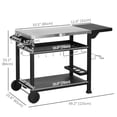thumbnail image 3 of Outsunny 3-Shelf Stainless Steel Outdoor Grill Cart w/ Side Table Wheels, 3 of 10