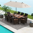 thumbnail image 4 of Costway 11 PCS Patio Dining Set with 15ft Double-Sided Patio Umbrella (Base Included) Beige, 4 of 10