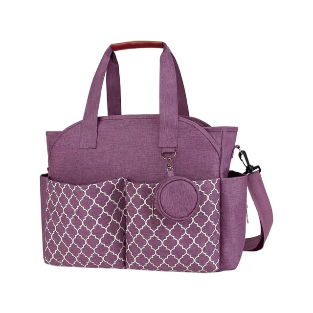 HILABEE Diaper Bag Tote Multi Outer Pockets Lightweight Waterproof Baby Changing Bag Purple