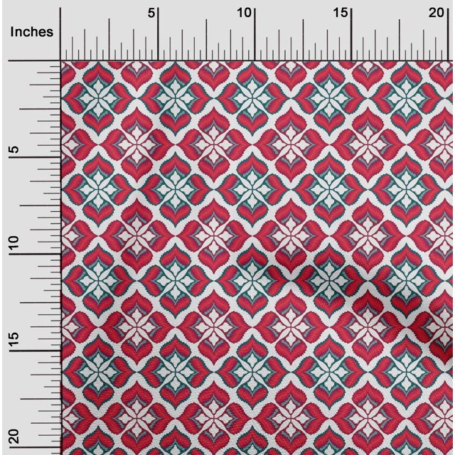 oneOone Cotton Poplin Fabric Ogee Flame Stitch Decor Fabric Printed BTY 42 Inch Wide