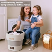 GloryStar Portable Washing Machine, 12l Foldable Mini Washer with with 4 Modes and Spin Basket Deep Cleaning of Underwear Baby Clothes and Small Clothes for Apartments Dorm RV Travel Hotel Laundry