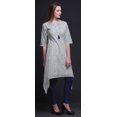 thumbnail image 2 of Bimba Kurti Asymétrique à Tissage Bleu Imprimé Shibori pour Femmes Robe d'Été Indienne Tunique XSmall, 2 of 6