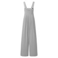 thumbnail image 2 of B91xZ Salopette Femme Col Carré Sans Manches Décontractée en Lin Ample avec Poche, Gris TG, 2 of 5