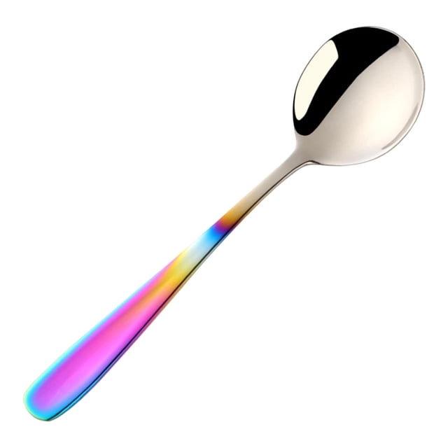 Amzcrzy Utensils 304 Stainless Steel Flat Handle Round Spoon Thickened Dinner Spoon and Soup Spoon forHome Use Rounded Flat Spoon Serving Spoons Spoon Soup Spoons