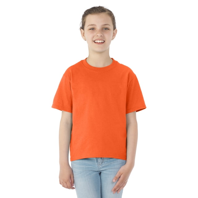 Jerzees T-Shirt à Col Rond à Manches Courtes Youth DRI-POWER Active, L, Orange Safty