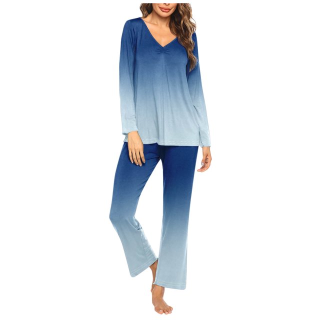 Rbaofujie Pyjama d'Été pour Femmes Ensemble de Pyjama Décontracté Uni Haut Décontracté Pantalon Pyjama Mignon