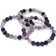 thumbnail image 2 of Angelstones Natural Multi-Color Purple Fluorite Gemstone 8mm Round Beads Stretch Bracelet 7 Inch Unisex, 2 of 3