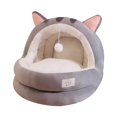 thumbnail image 1 of GROWTH TANK Lit pour Chat Grotte Semi-Fermée Cachette Confortable Tapis Intérieur Détachable Gris G, 1 of 9