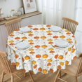 thumbnail image 3 of Round Tablecloth Rustic Pumpkin Pattern 60 Inch Table Cover for Dining Polyester Cloth with Scalloped Edges Stain Resistance Kitchen Picnic Party Restaurant Decoration, 3 of 6