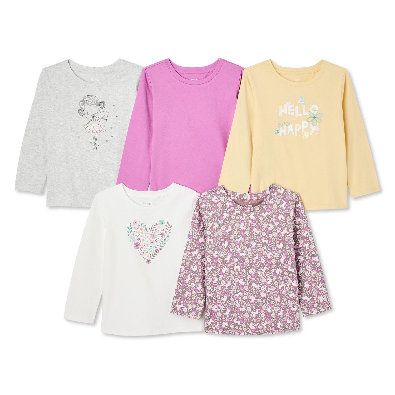 George Toddler Girls' Long-Sleeve T-Shirt 5-Pack