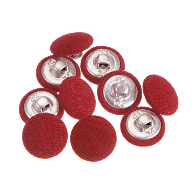 Unique Bargains 10pcs 24L Fabric Cloth Covered Button 15mm Round Metal Shank Sewing Buttons for Suits Dress Blouses, Red
