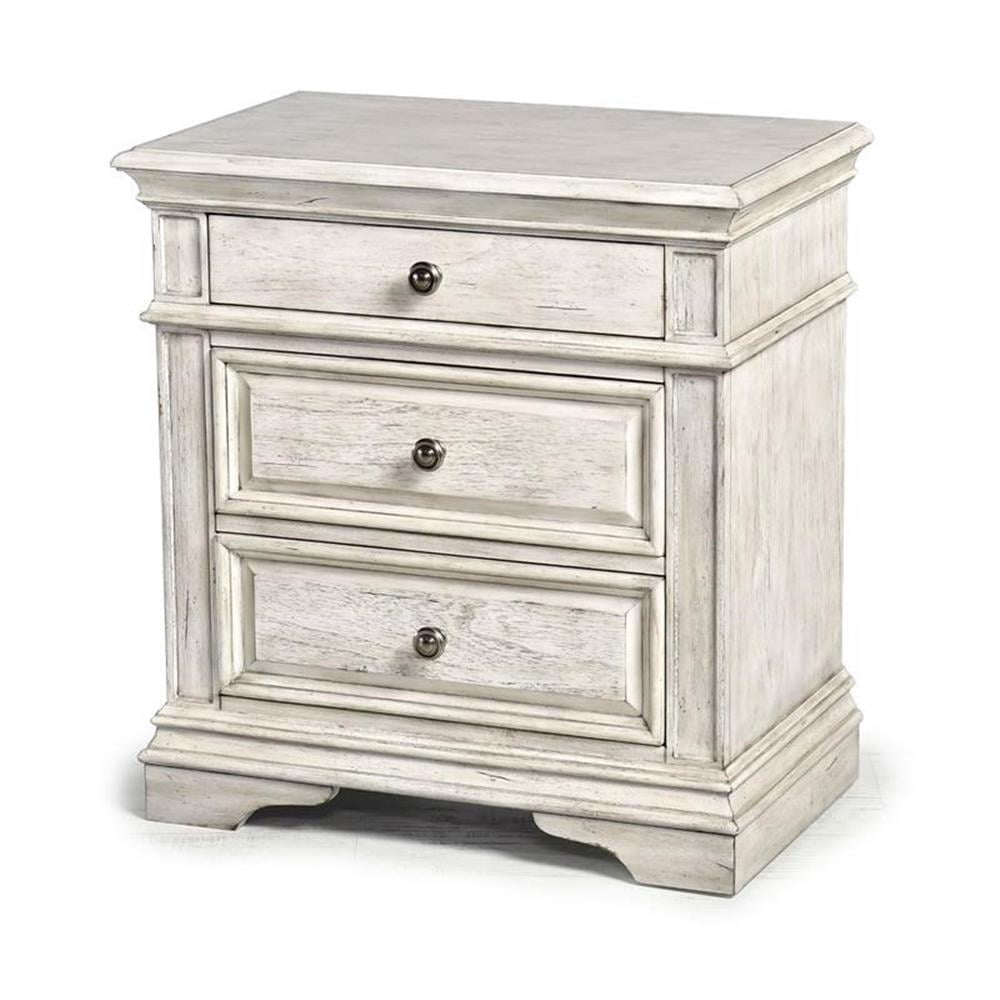 Pemberly Row Contemporary Rustic Ivory Wood 3-drawer Nightstand