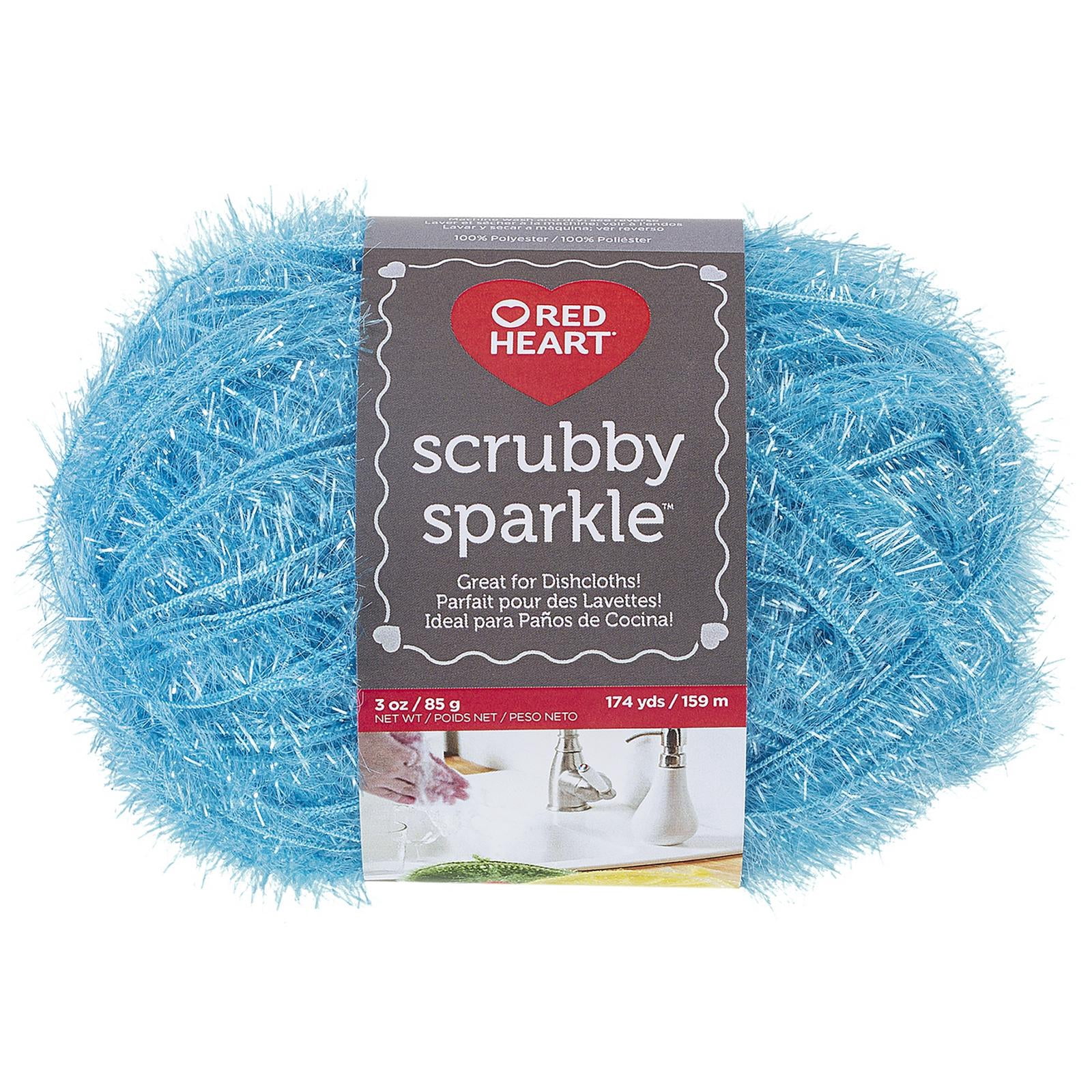 Red Heart® Scrubby Sparkle™ Fil de polyester peigné n° 4 (moyen), Icepop 3 oz/85 g 174 yards