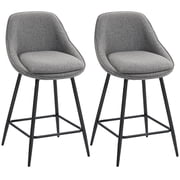 HOMCOM Swivel Bar Stools Set of 2 26" Counter Height Barstools, Dark Grey