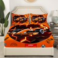 thumbnail image 2 of YST Orange Race Car Bedding Set Queen Neon Honeycomb Racing Car Games Bed Sheets For Kids Boys Teen,Racing Helmet Wheel Checkered Flag Fitted Sheet Soft Breathable Fitted Bed Sheets, 2 of 4