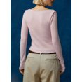 thumbnail image 3 of Faithtur Femmes T-shirt à Manches Longues Col Rond Solid/Stripes Slim Fit Ladies Fall Tops Streetwear, 3 of 5