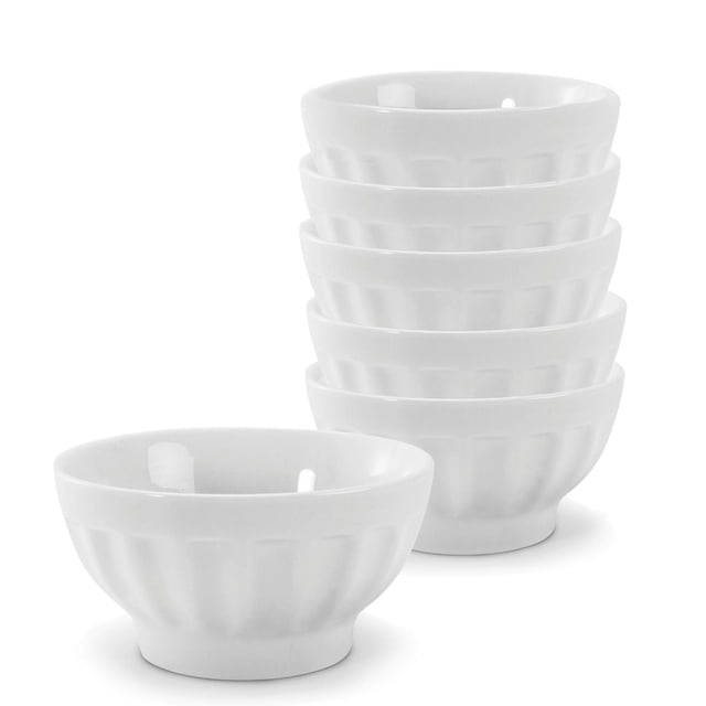 BIA Bols Cannelés, 13,5 cm, Blanc, Ensemble de six Bols Cannelés en Porcelaine Blanche d'Une Capacité de 16 Oz (475 ml), Superposés avec un Bol Séparé, aux Lignes Simples et Pures, Compatibles Micro-Ondes et Lave-Vaisselle, Souvent Utilisés pour des Portions de Céréales Ou de Souper.