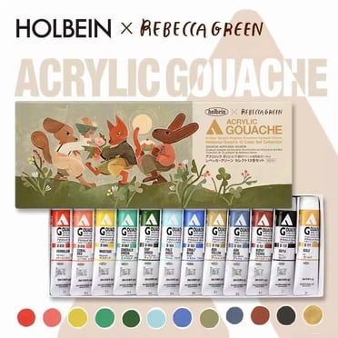 Holbein & Rebecca Ensembles de Peinture Aquarelle Vert Édition Limitée Ensemble de Peinture Aquarelle 12 Couleurs Tubes 20 ml, Fournitures d'Art Qualité Professionnelle pour Adultes, Artistes et Passe-Temps