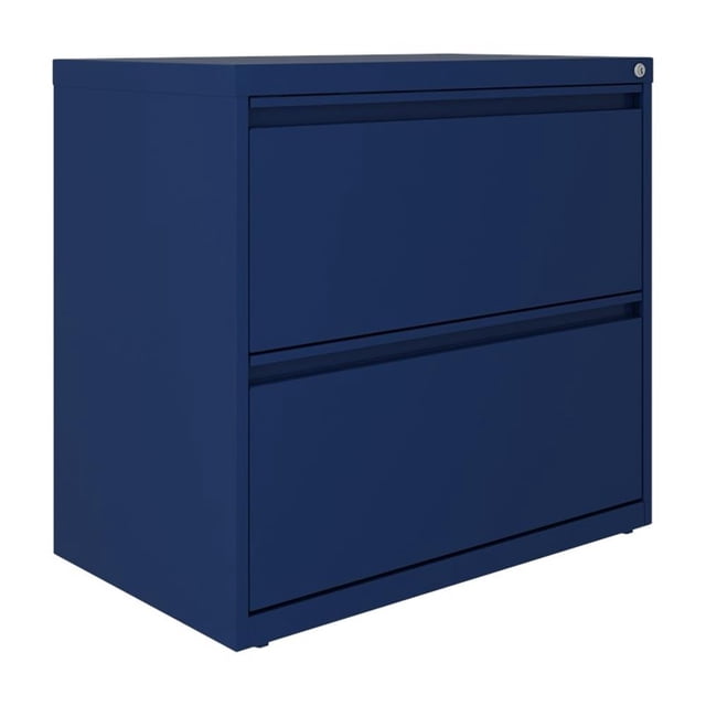 Hirsh 30 inch W 2 Drawer Metal Lateral 101 File Cabinet Navy