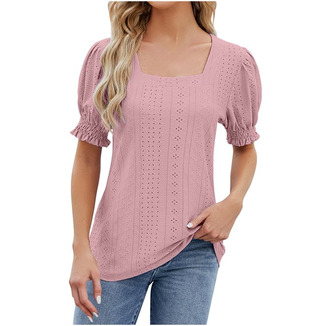 Économies d'Été Kcavykas Blouses pour Femmes, Hauts Imprimés Mode pour Femmes Manches Courtes Blouse Amusante Col Rond T-Shirt Débardeur