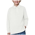 thumbnail image 1 of WUANDIXFA Chemise à Manches Longues pour Garçons Chemise à Manches Longues T-Shirt pour Enfants en Coton École Filles Col à Revers Robe Chemise de Base Beige, 8-9 Ans, 1 of 5