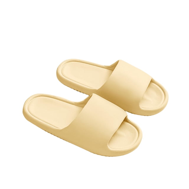 Mens and Womens Home Slippers Simplicity Solid Color Quick Drying Soft Sole Comfortable Non-Slip Indoor and Outdoor EVA Slippers Yellow-02