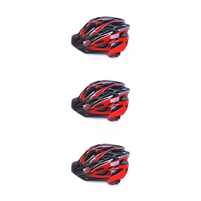 Baohd Adjustable Cycle For Men - Impact Resistance Soft Texture Safety PC Lightweight Adjustable Size Mesh Hollow Black Red 3Set
