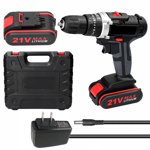 Graflsoa 21V 3-in-1 Electric Drill with Bits Set, Cordless Screwdriver, Impact Drill, and Flat Drill, 25 Torque Settings, 2-Speed + Variable Speed, Ergonomic Handle, LED Light, 110V US Plug, 2