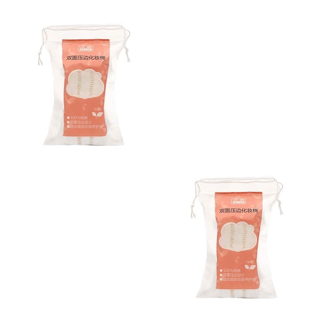 maskred 50 Pieces Makeup Pads Soft Cotton Double Sided Lip Cosmetics Foundation Eyeshadow Remover Travel Drawstring Holder 6 * 5cm 2Set
