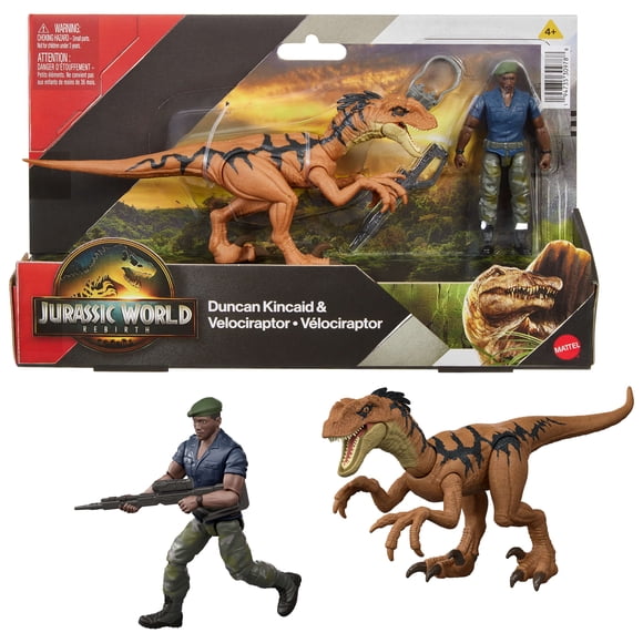 Jurassic World Rebirth Duncan Kincaid & Velociraptor Figures Pack, 3.75-inch Scale - Walmart Exclusive