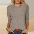 thumbnail image 2 of Penkiiy Hauts pour Femmes Manches 3/4 Col Rond Blouses Décontractées L Kaki, 2 of 6