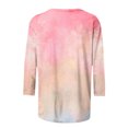 thumbnail image 5 of Besolor T-Shirts à Manches 3/4 pour Femmes, Tendance, Col Ras du Cou Teinture sur Nœuds, Hauts Décontractés Amples, Blouse T-Shirts pour Sorties, 5 of 5