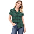 thumbnail image 3 of INSPIRE CHIC Women's Cotton Boyfriend Button Front Short Sleeves Plaid Shirt, 3 of 4