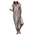 thumbnail image 1 of Drppepioner Pyjama d'Intérieur pour Femmes à Manches Courtes, Col en V, Longue Robe de Nuit, Tenue de Sommeil, 1 of 2