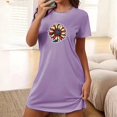 thumbnail image 2 of Birdeem Chemises de Nuit pour Femmes Chemise de Nuit Courte Surdimensionnée Imprimée Col Rond et Manches Courtes Robe, 2 of 12