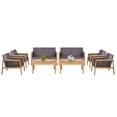 thumbnail image 2 of Costway 8PCS Patio Rattan Furniture Set Acacia Wood Cushioned Sofa Gray, 2 of 9
