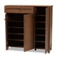 thumbnail image 2 of Bowery Hill Solid Wood Walnut Brown Shoe Cabinet Rectangular 11-Shelf Unassembled, 2 of 10
