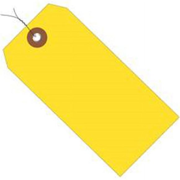 G26052W 4.75 x 2.38 Po Étiquettes d'Expédition en Plastique Jaune - Pré-Câblé - Lot de 100