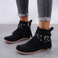 thumbnail image 1 of LSLJS Bottes à Franges pour Femmes à Bout Rond avec Fermeture Éclair Latérale, Couleur Unie, Talon Plat, Tige Basse, Bottines à Franges pour Femmes, Bottes pour Femmes, 1 of 8