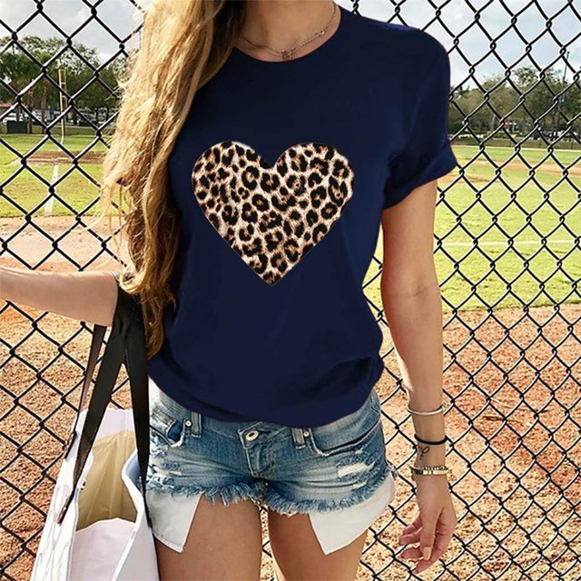 TIMIFIS T-Shirts de la Saint-Valentin Grande Taille pour Femmes Été Manches Courtes Col Rond T-Shirt Hauts Décontractés Amples Mignons T-Shirt Imprimé Cœur d'Amour