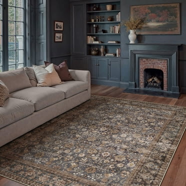 BERTHMEER 5'x7' Area Rugs for Living Room Bedroom Dining Room Farmhouse Traditional Oriental Vintage Rugs Machine Washable Non-slip,Blue Brown