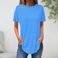 thumbnail image 1 of AherBiu T-Shirts pour Femmes à Col Rond, T-Shirts Amples d'Été à Manches Courtes, Hauts Basiques, Entraînement, Gym, Course Athlétique, T-Shirts, 1 of 3