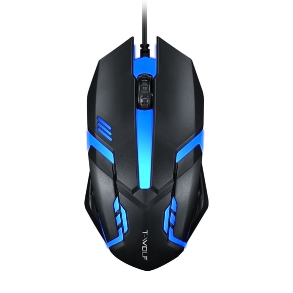 T-WOLF V1 Wired Gaming 3 Button 7 Colorful Backlight 1200 DPI Office Built-in Weights for LaptopPC